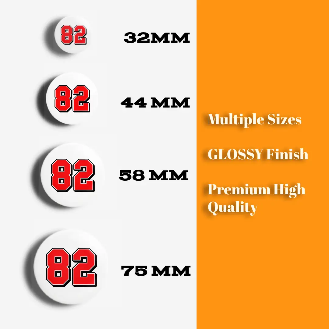 Eighty Two Number Pin Button Badge - Image 3