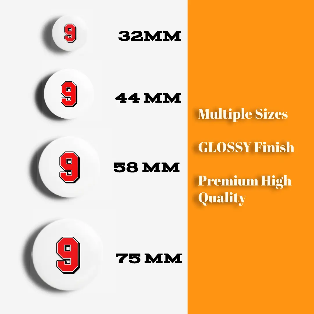 Nine Number Pin Button Badge - Image 3