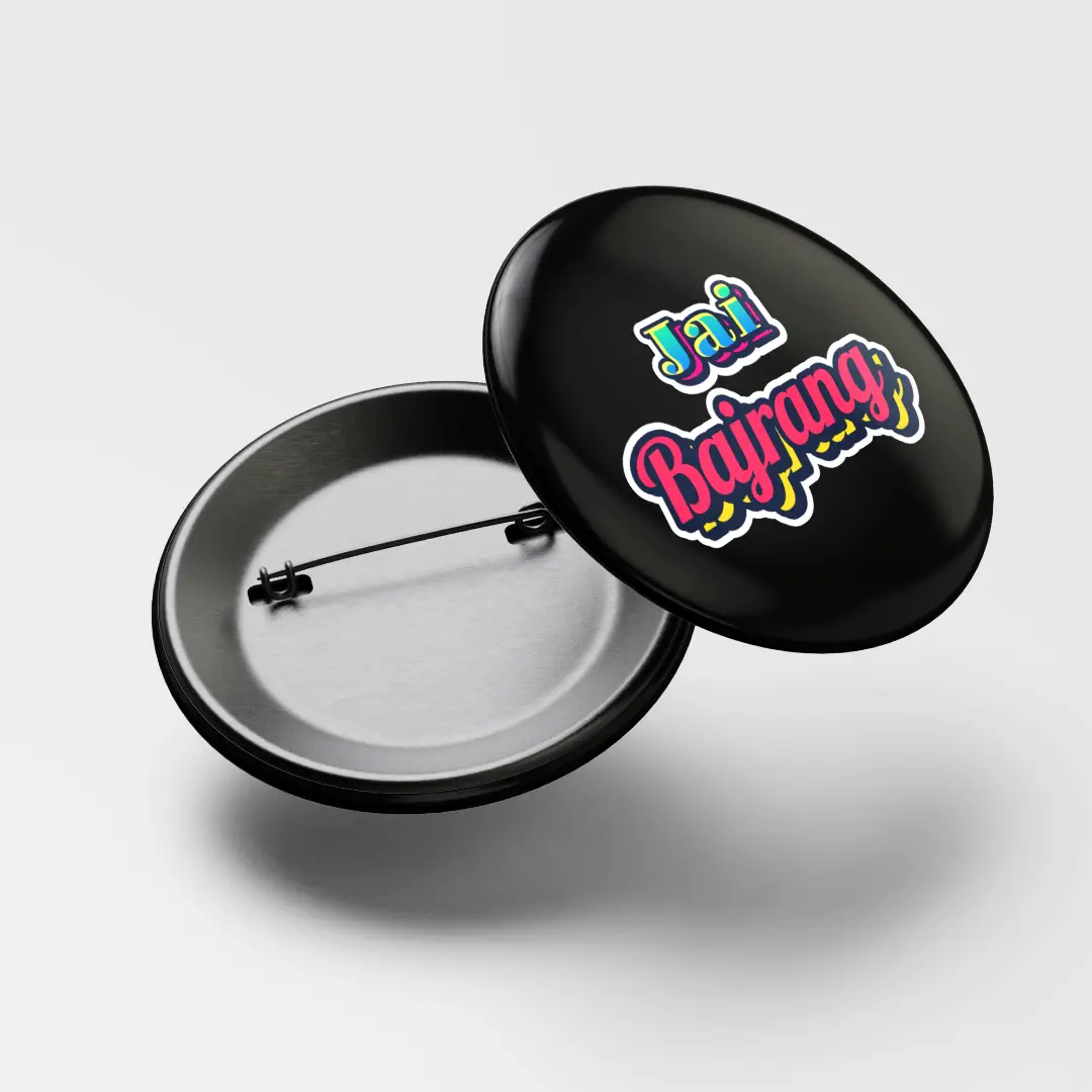 Jai Bajrang Pin Button Badge - Image 3