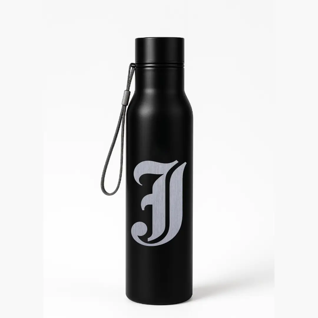 J Classic Letter Engraved Stainless Steel Water Bottle - Image 3