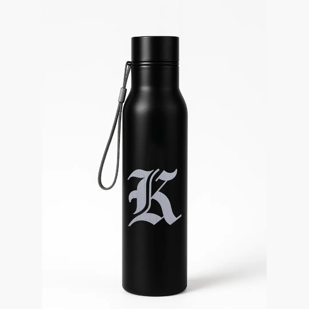 K Classic Letter Engraved Stainless Steel Water Bottle - Image 3