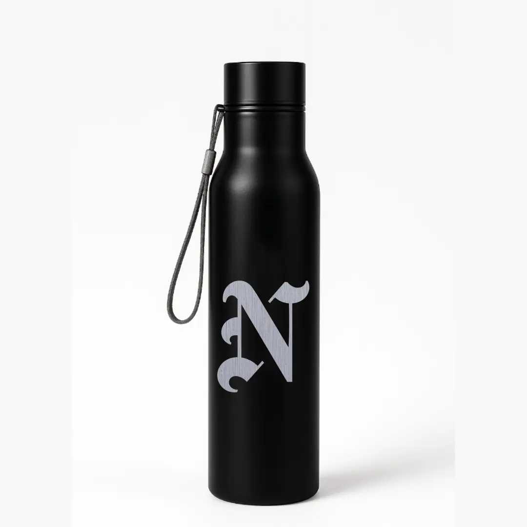 N Classic Letter Engraved Stainless Steel Water Bottle - Image 3