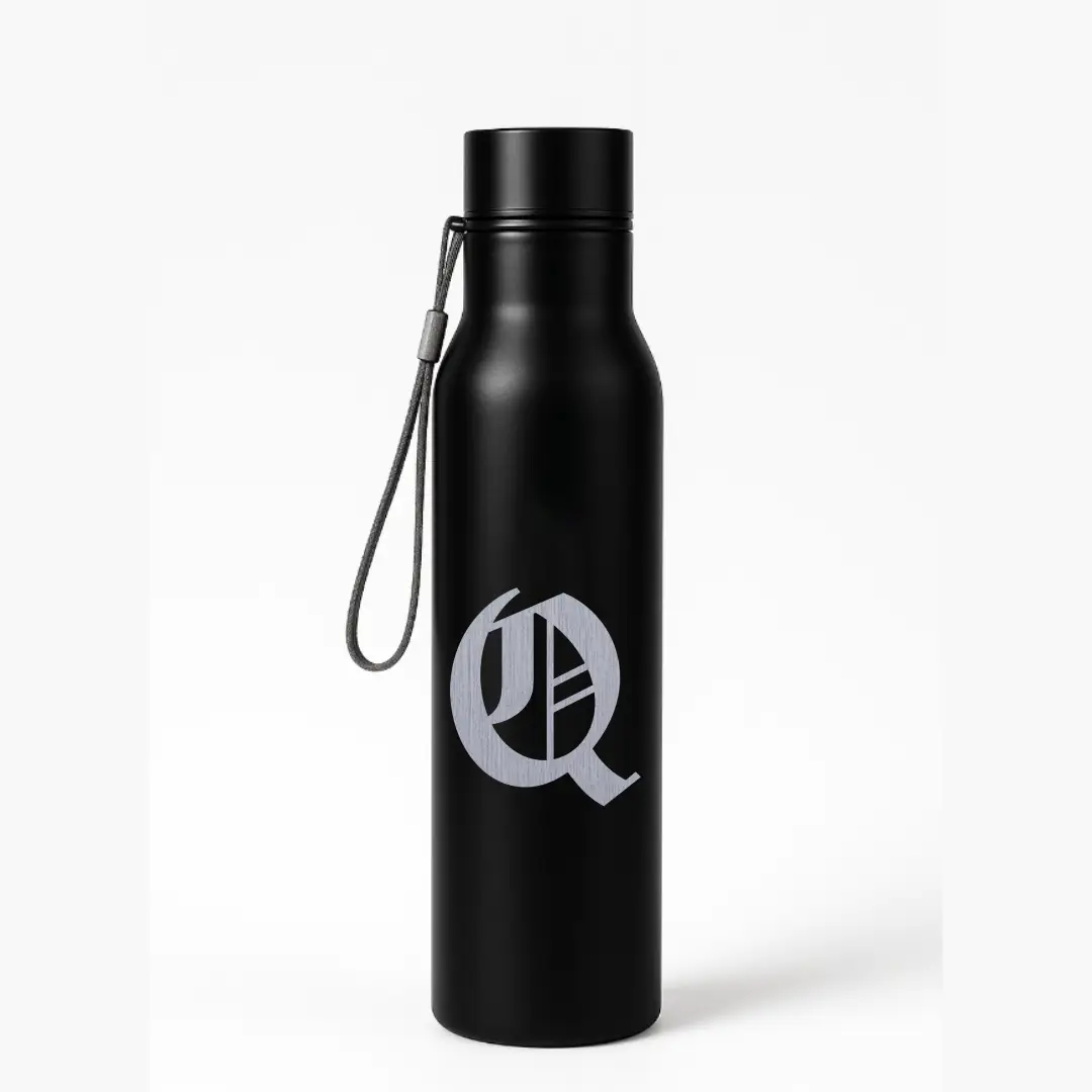 Q Classic Letter Engraved Stainless Steel Water Bottle - Image 3