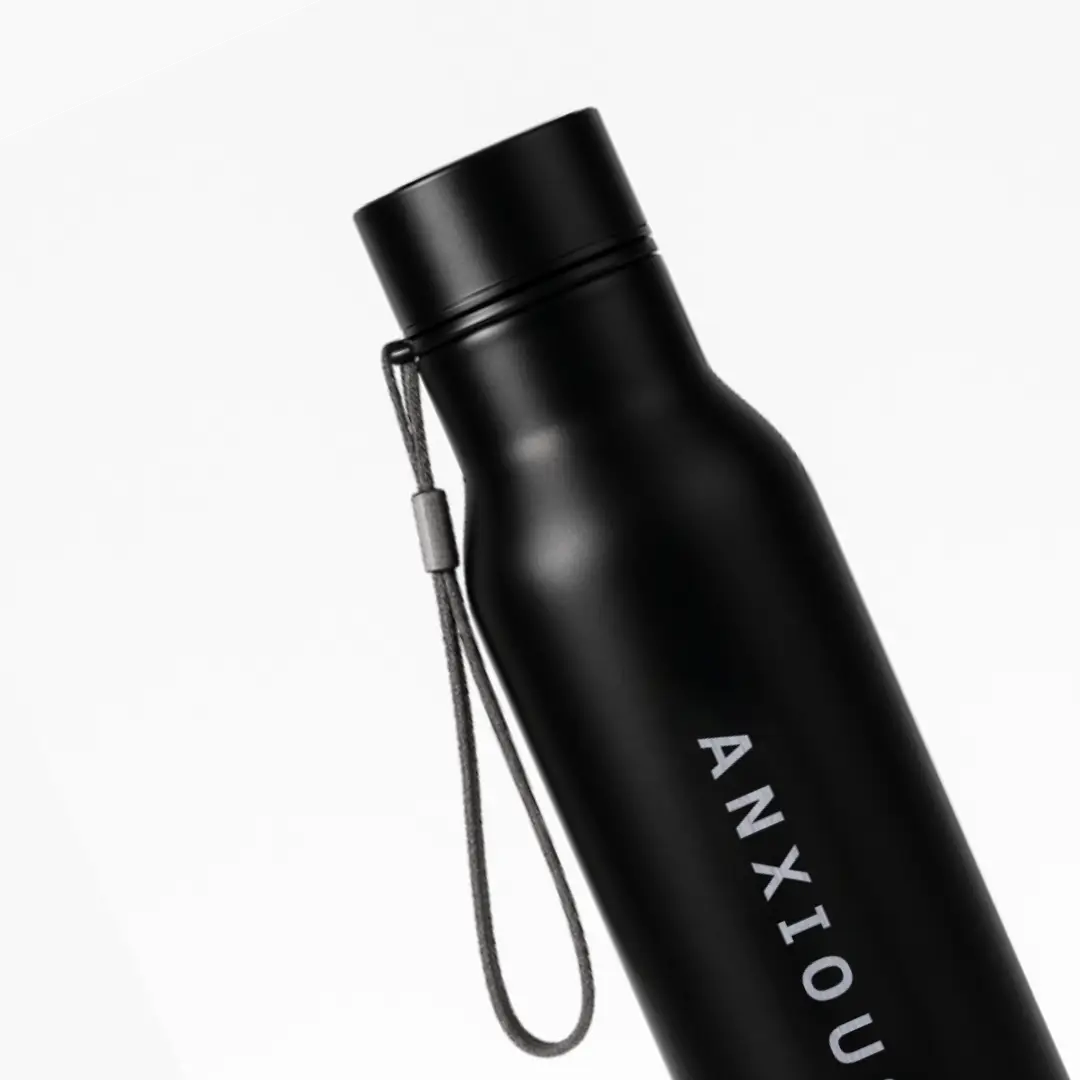 Anxious  Everyday Use Black Water Bottle - Image 2