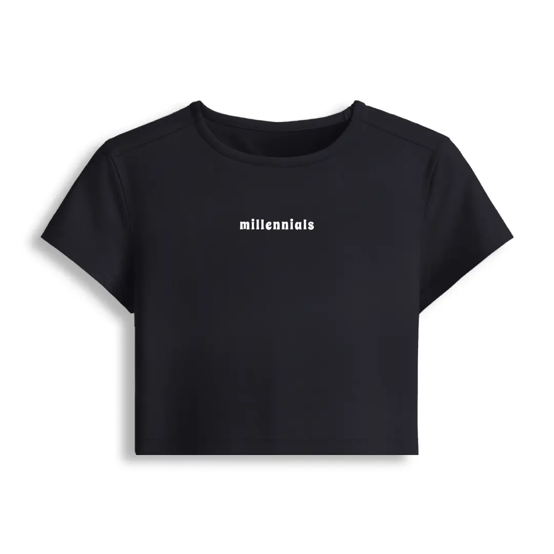Millennials Stretch Fit Baby Tee Crop Top - Image 2