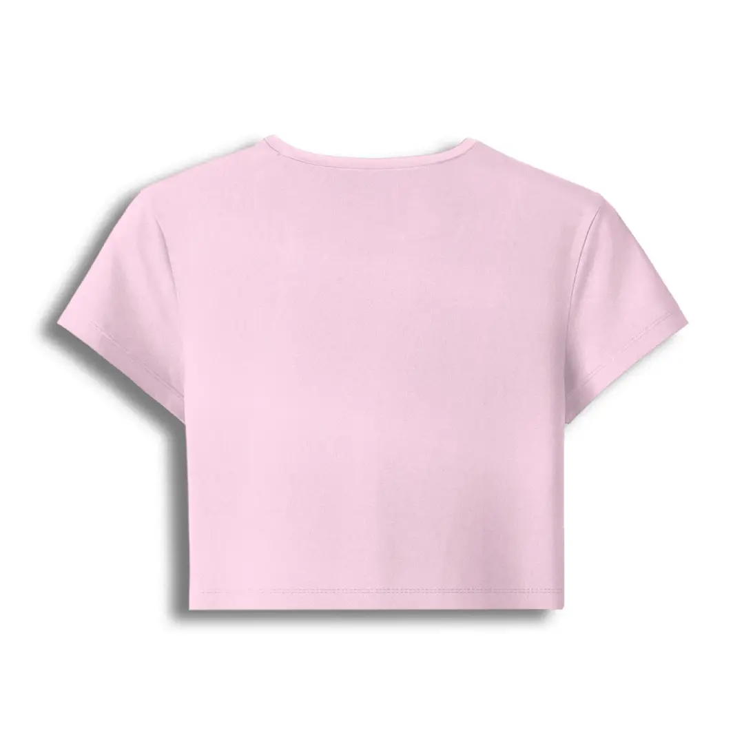 Light Baby Pink Elastic Fit Baby Tee Crop Top - Image 2