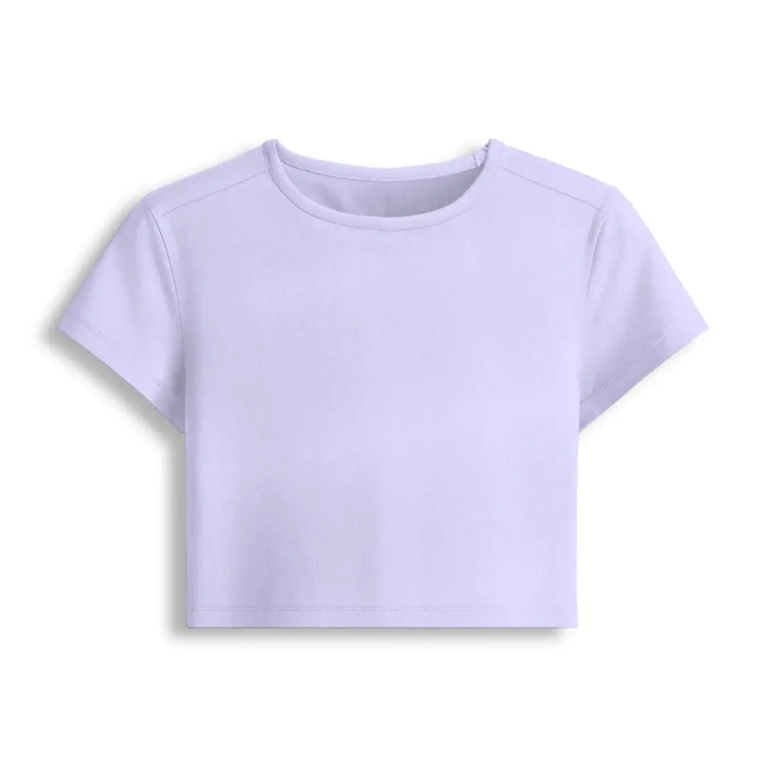 Lavender Elastic Fit Baby Tee Crop Top