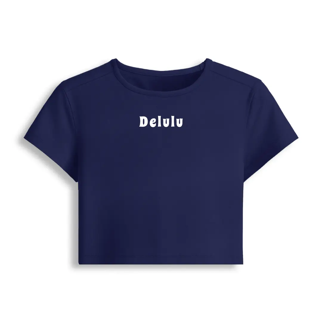 Delulu Stretch Fit Baby Tee Crop Top - Image 4