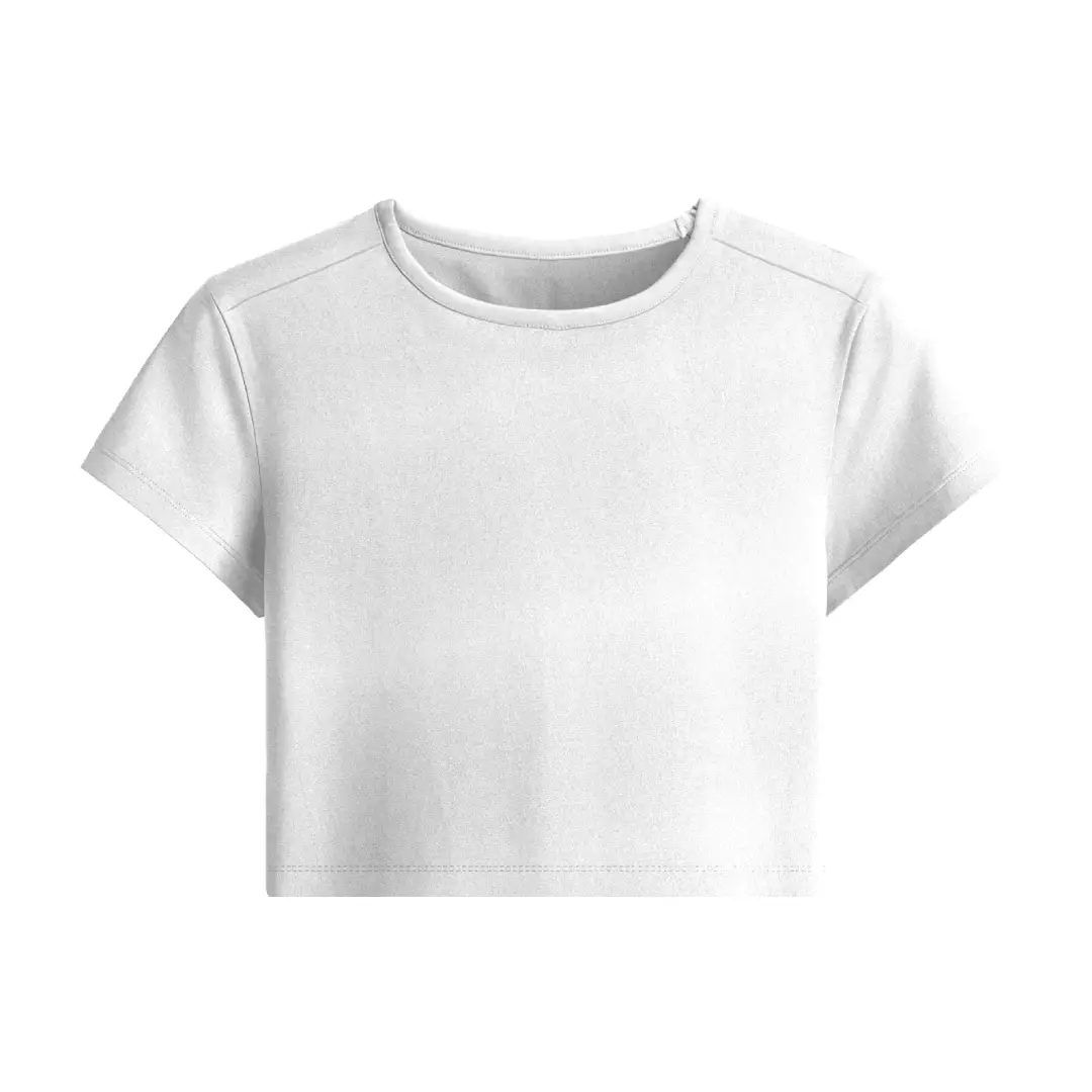 White Elastic Fit Baby Tee Crop Top