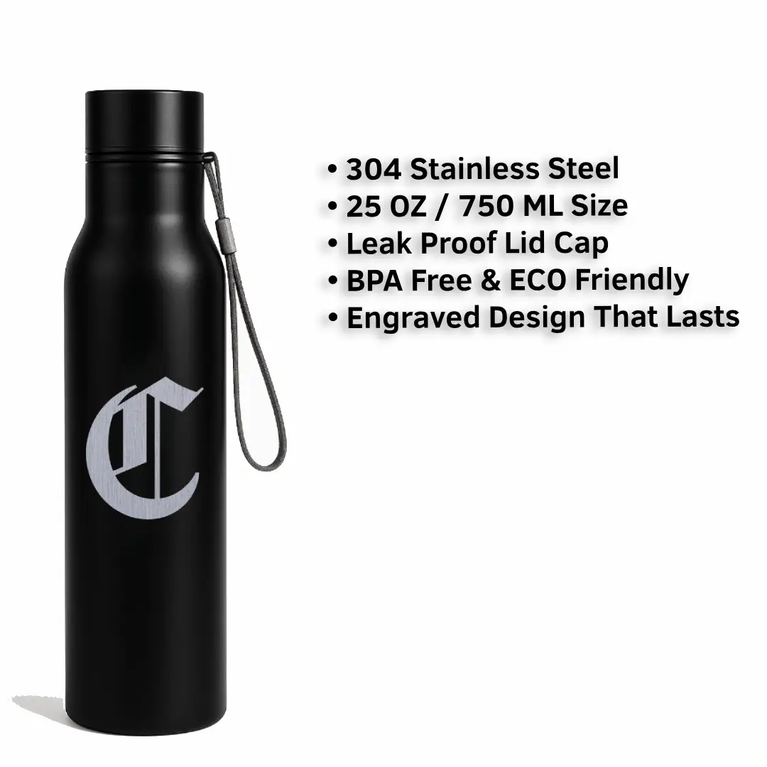 C Classic Letter Engraved Stainless Steel Water Bottle
