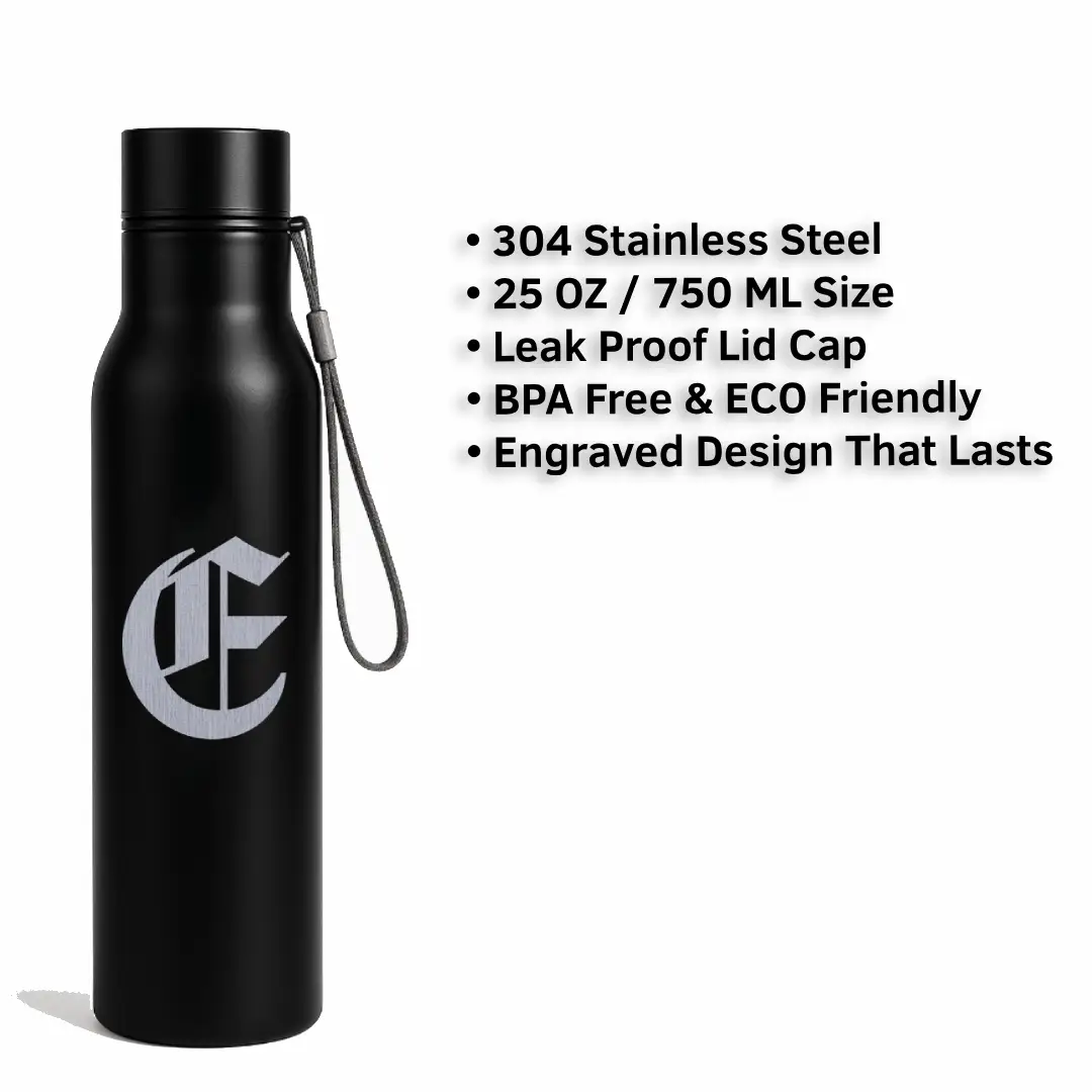 E Classic Letter Engraved Stainless Steel Water Bottle