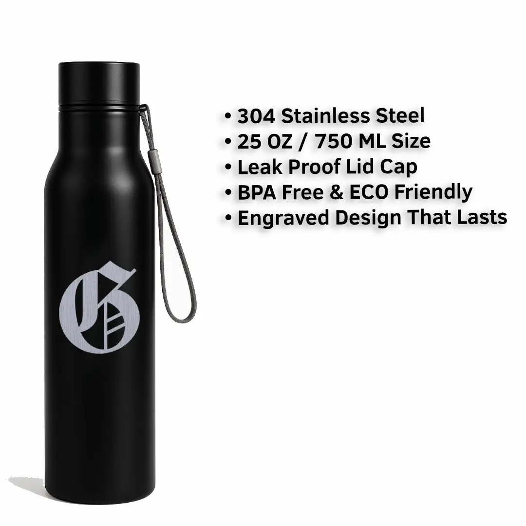 G Classic Letter Engraved Stainless Steel Water Bottle