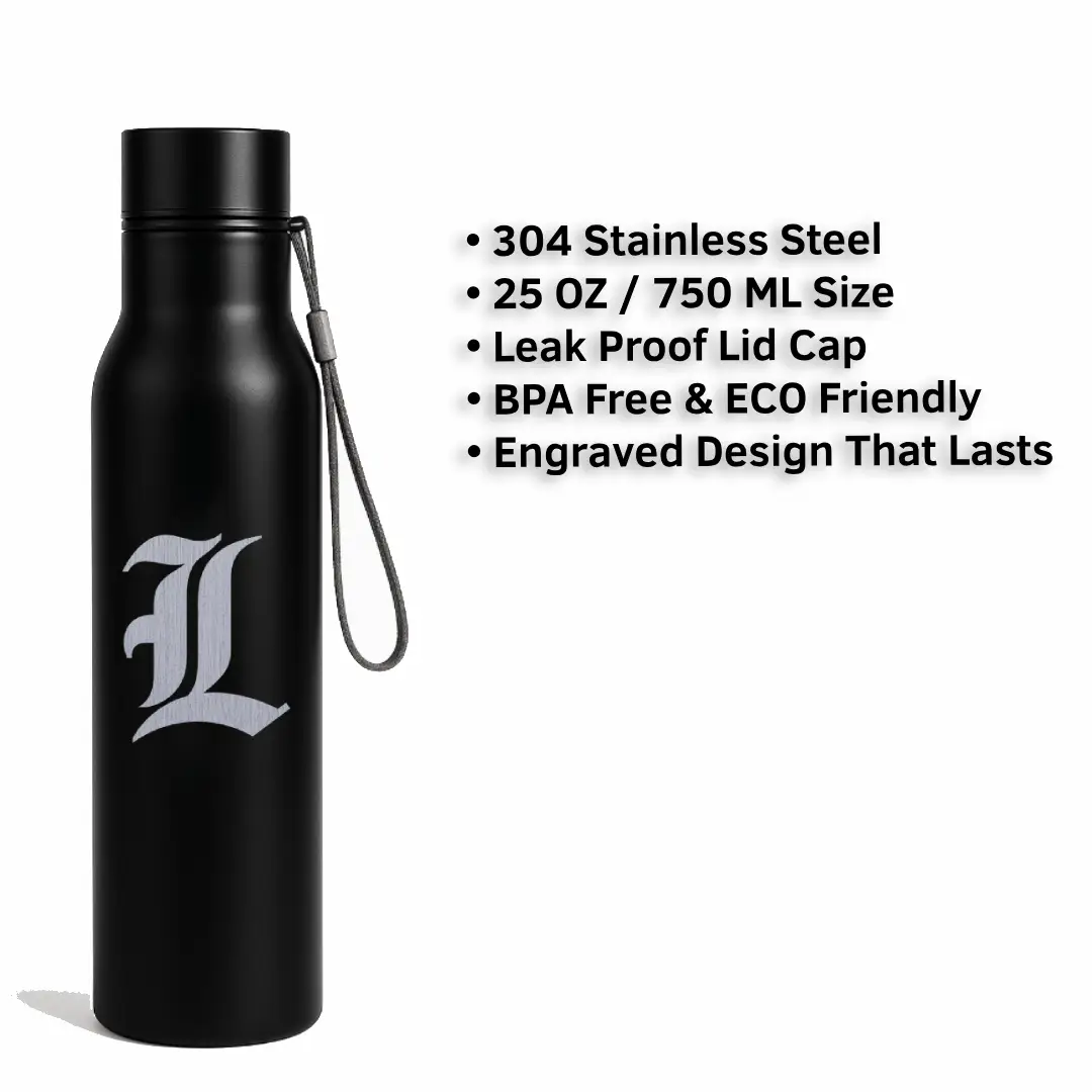 L Classic Letter Engraved Stainless Steel Water Bottle