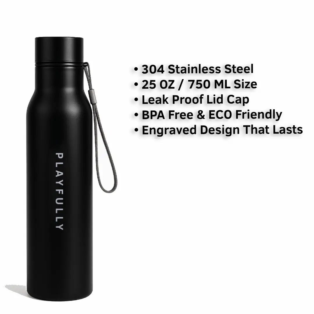 Playfully Everyday Use Black Water Bottle