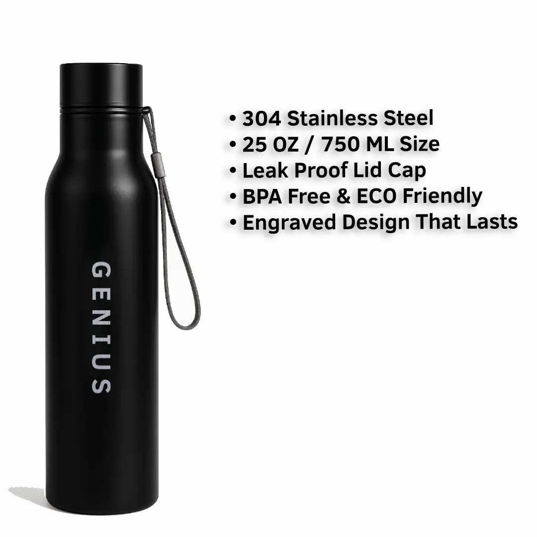Genius Everyday Use Black Water Bottle