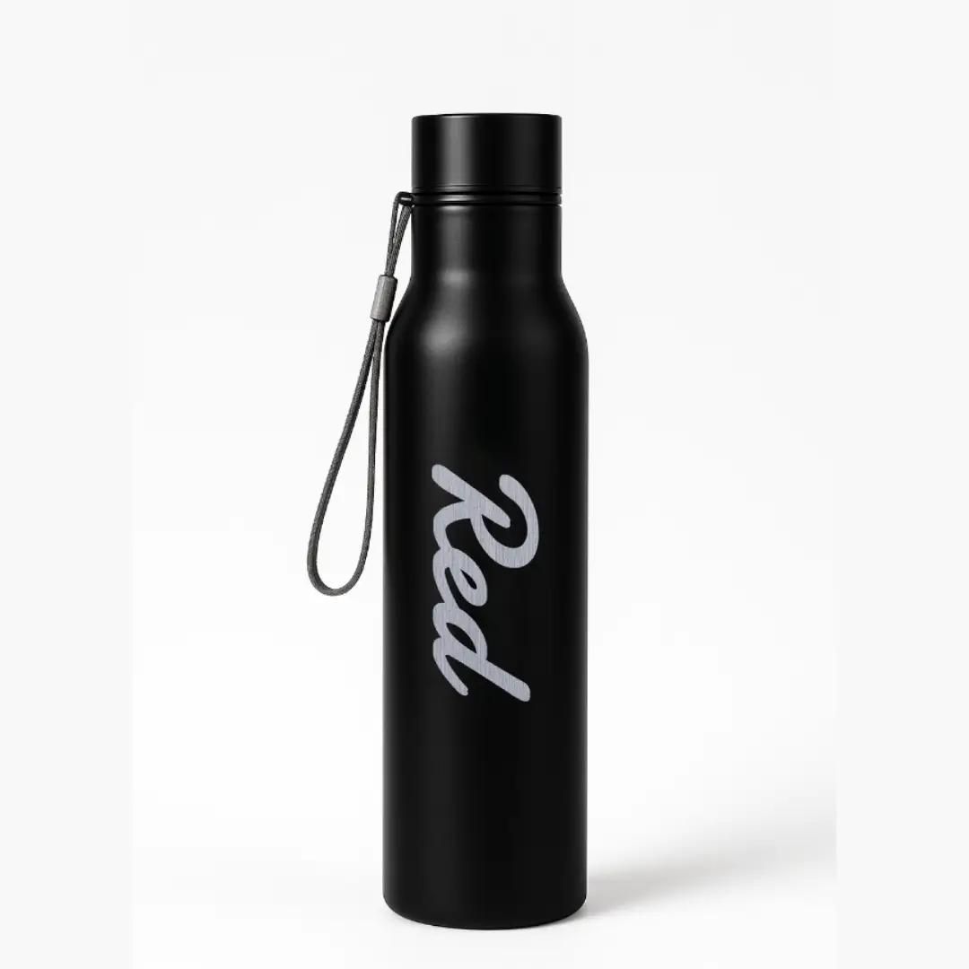 Red Word Engraved On Stainless Steel Water Bottle