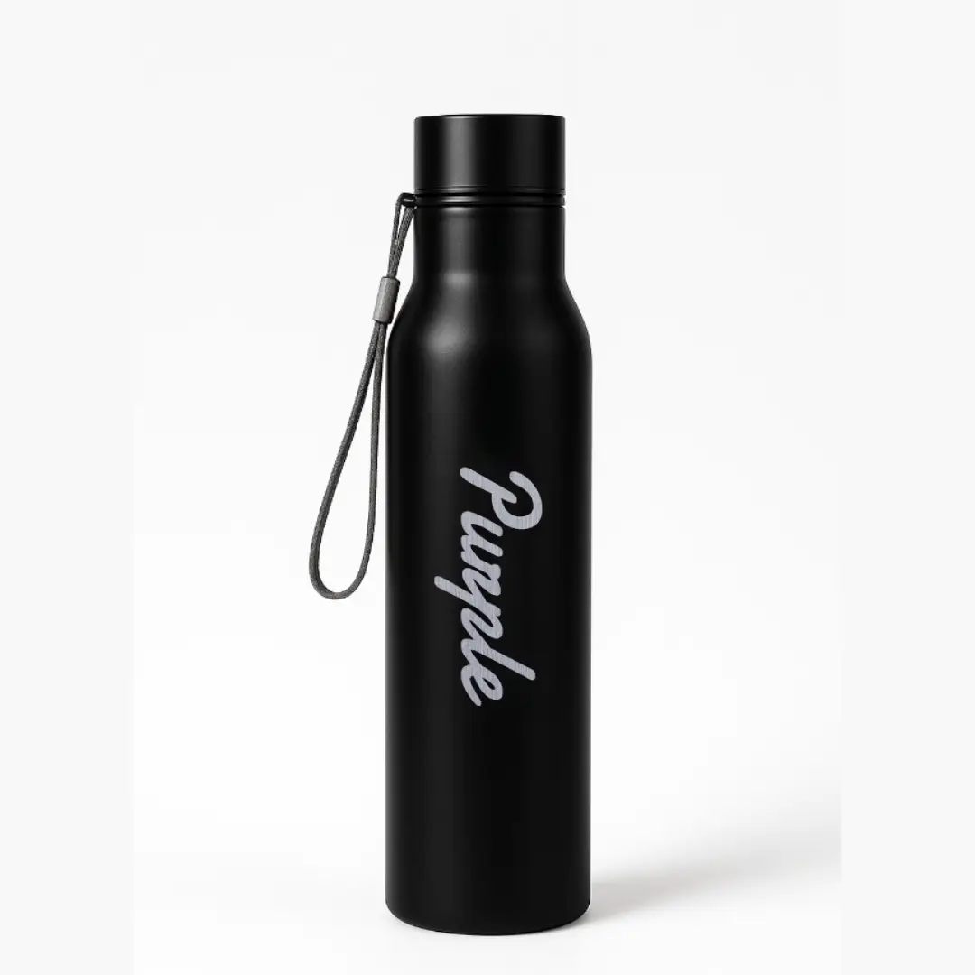 Purple Word Engraved On Stainless Steel Water Bottle