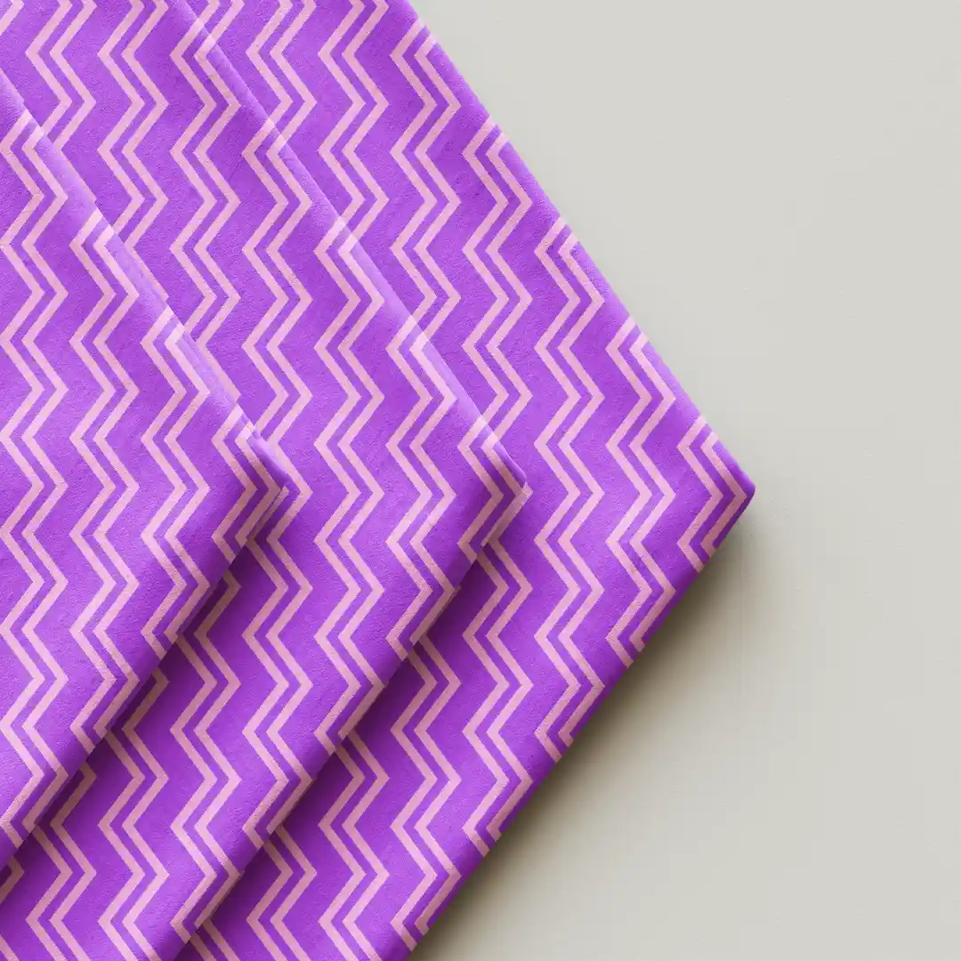 Purple Zig Zag Print Dining Table Cloth Napkin Pack Of Four