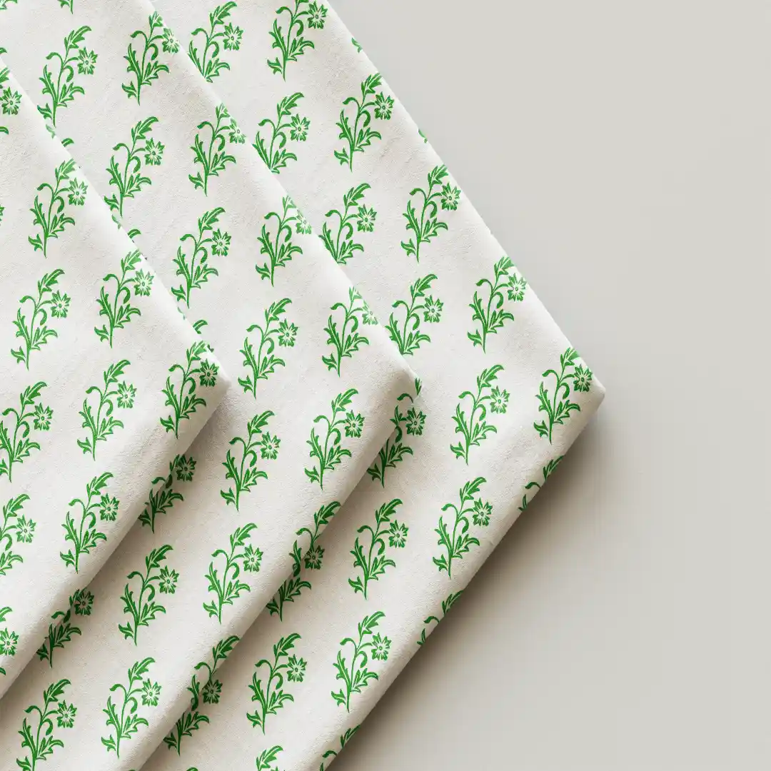 White Green Floral Cloth Napkin Pack Of Four