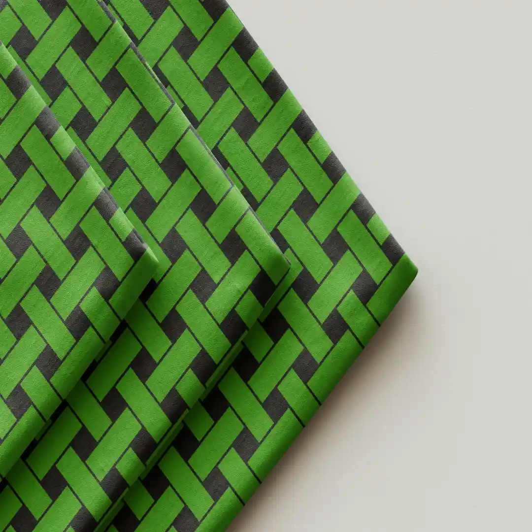 Green Mesh Checkered Stylish Cloth Napkin Pack Of Four