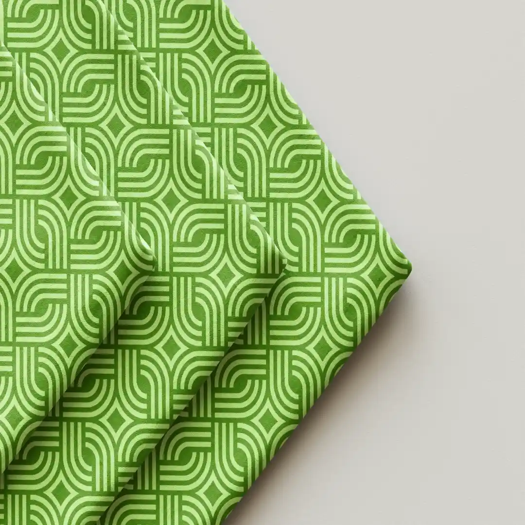 Green Square Maze Poly Lycra Dining Table Cloth Napkin Pack Of Four