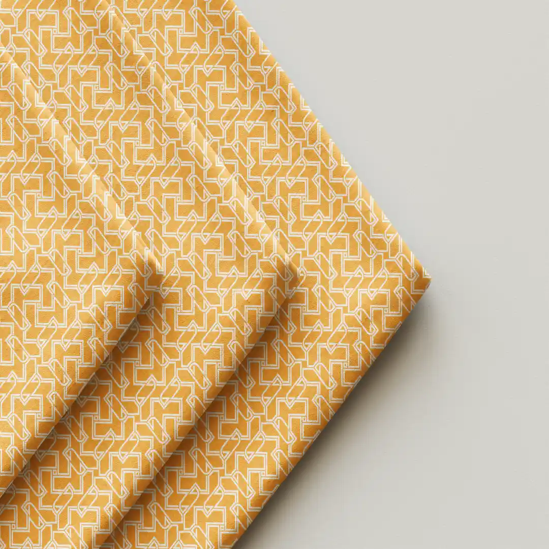 Digital Geometric Saffron Cloth Napkin Pack Of Four