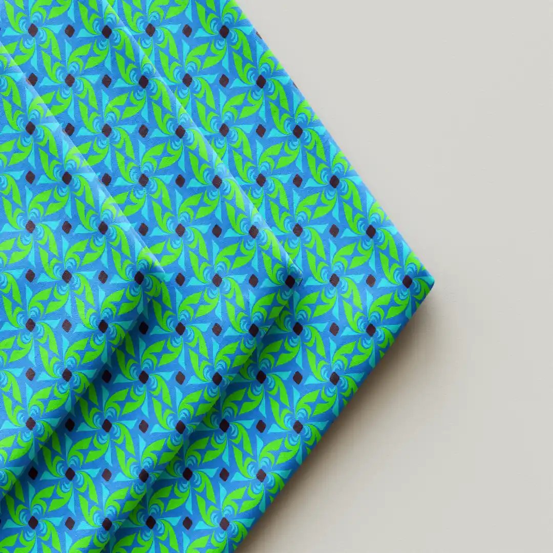 Lime Green With Navy Blue Pattern Cloth Napkin Pack Of Four