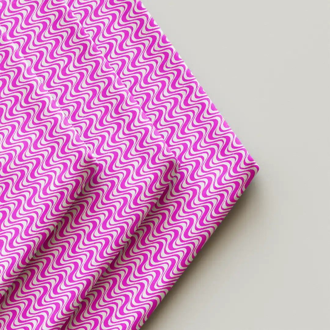 Pink White Zig Zag Waves Dining Table Cloth Napkin Pack Of Four