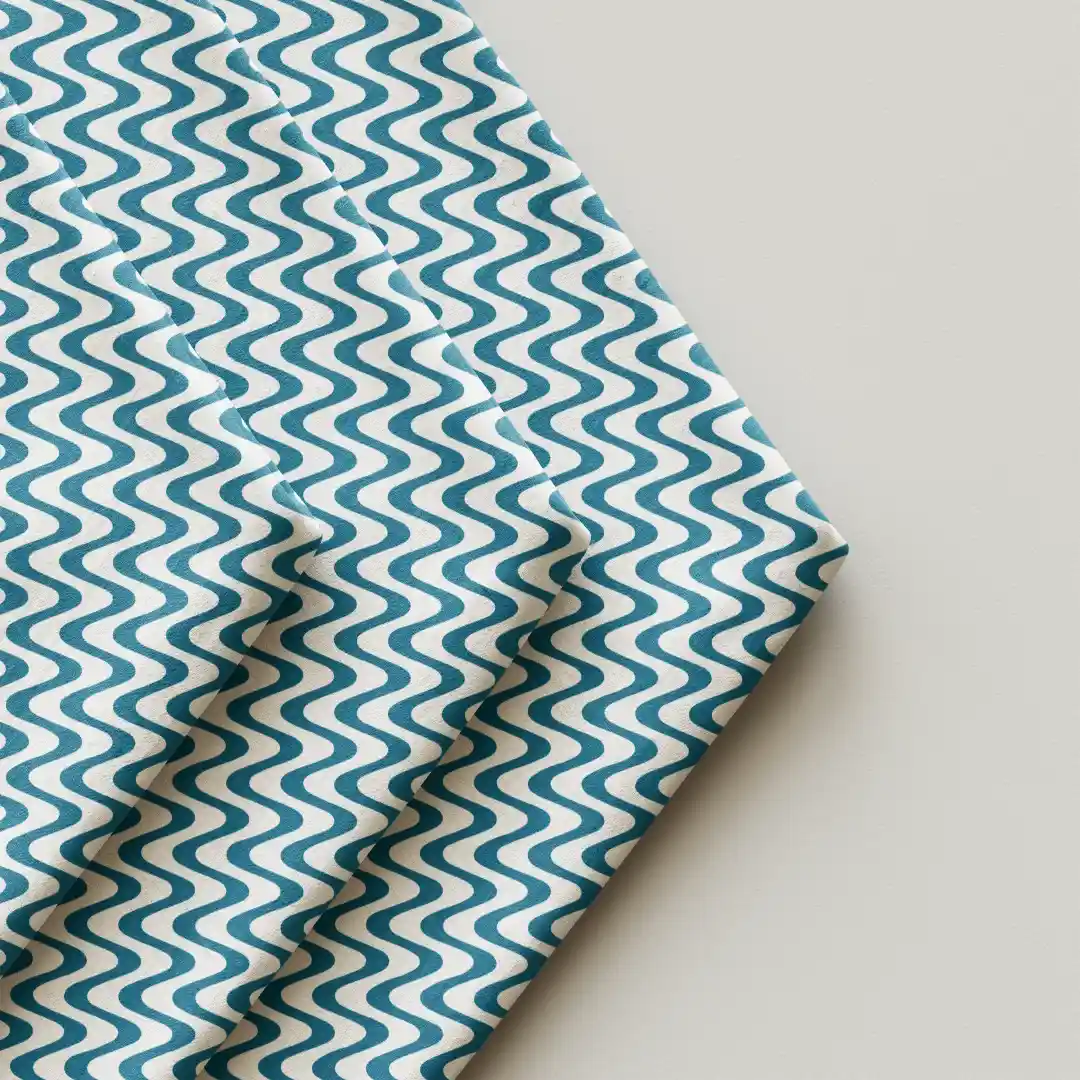 Zig Zag Print White Teal Color Cloth Napkin Pack Of Four