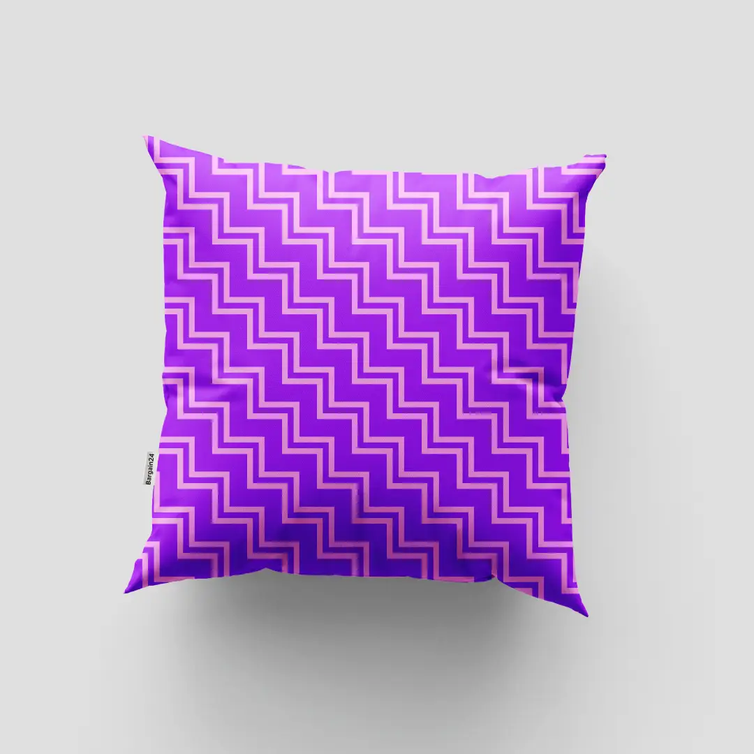 Purple Zig Zag Print Cushion Cover