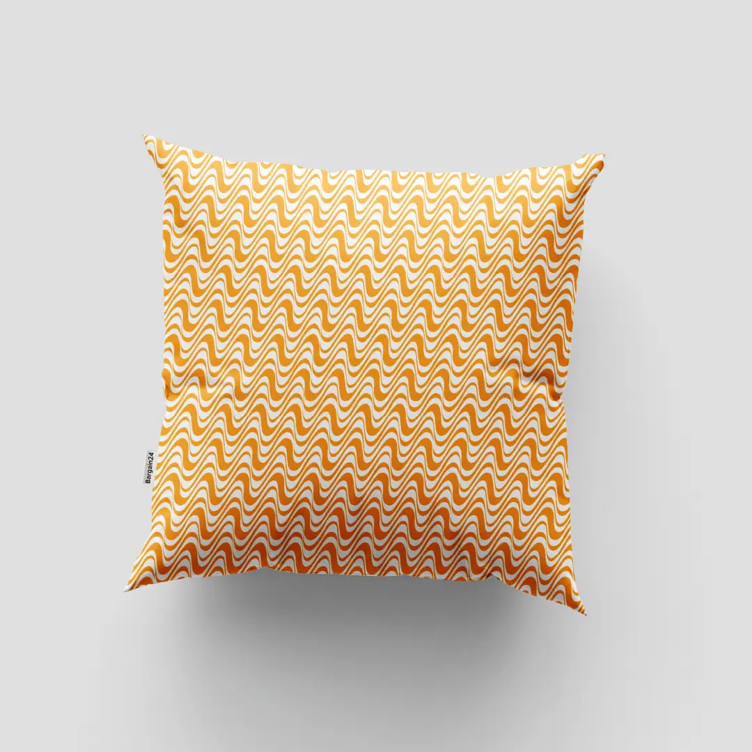 Wavy White Orange Cushion Cover