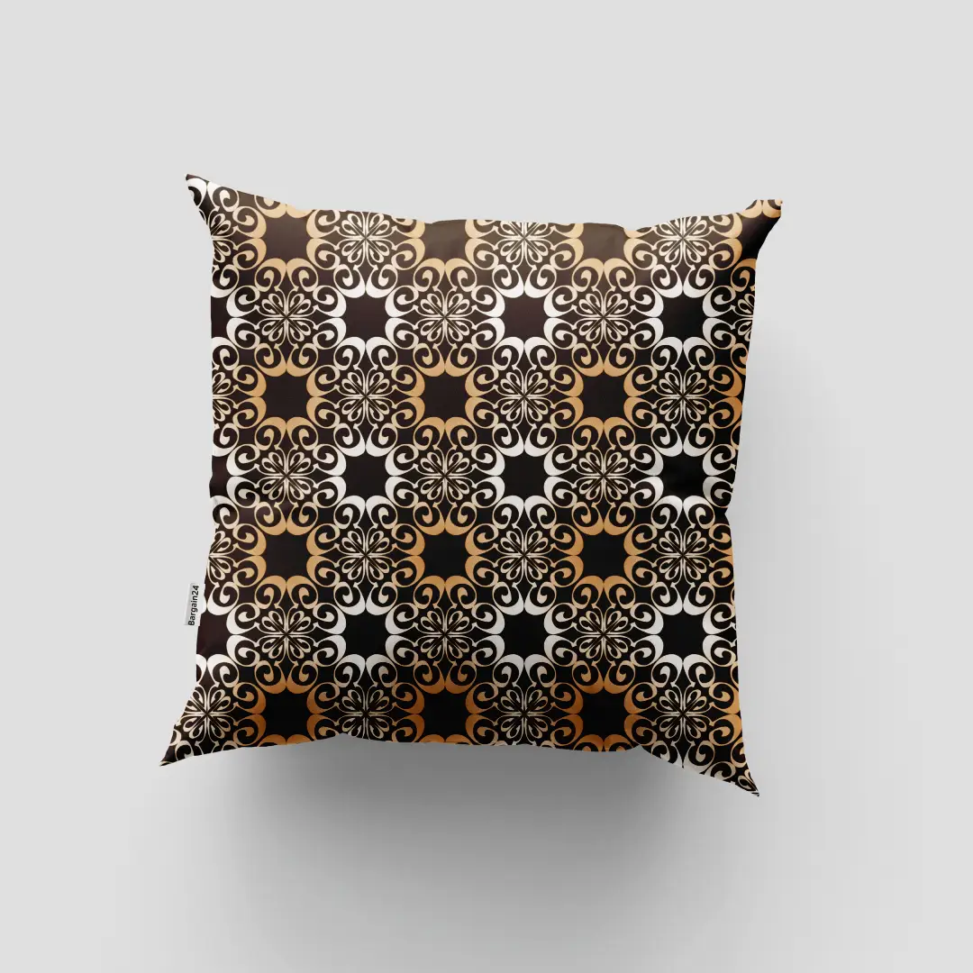 Coffee Color Floral Cushion Cover