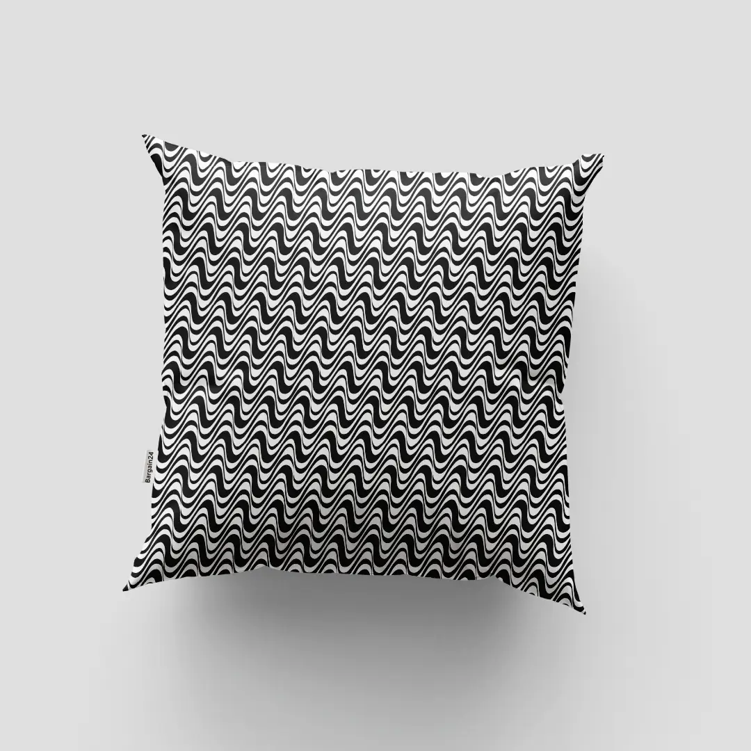 Wave Zig Zag Black White Cushion Cover