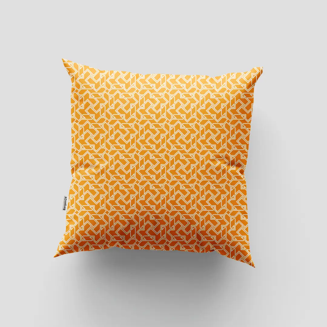 Digital Geometric Saffron Cushion Cover
