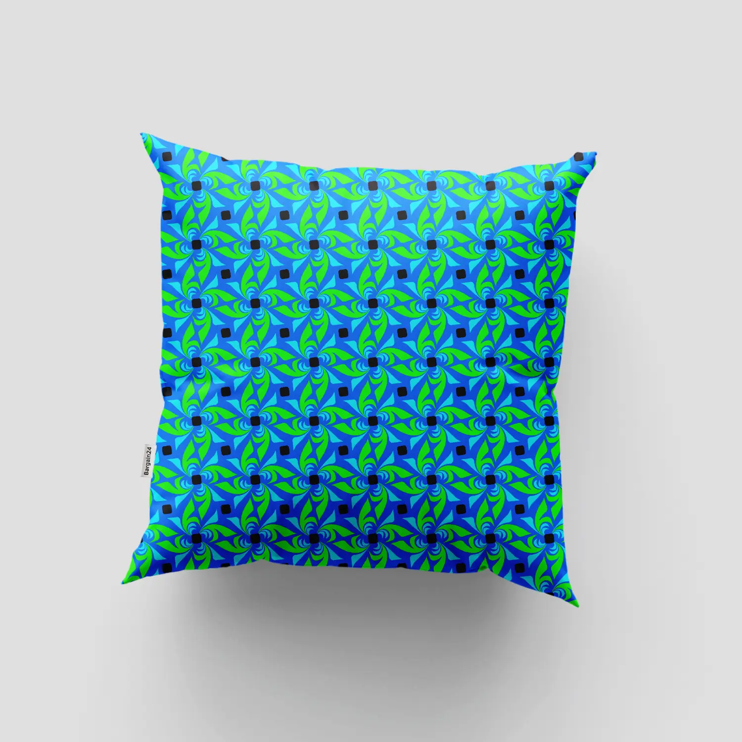 Lime Green With Navy Blue Pattern Cushion Cover