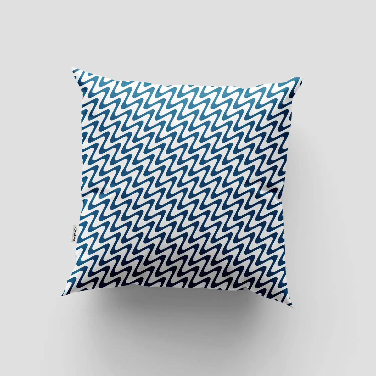 Zig Zag Print White Teal Color Cushion Cover