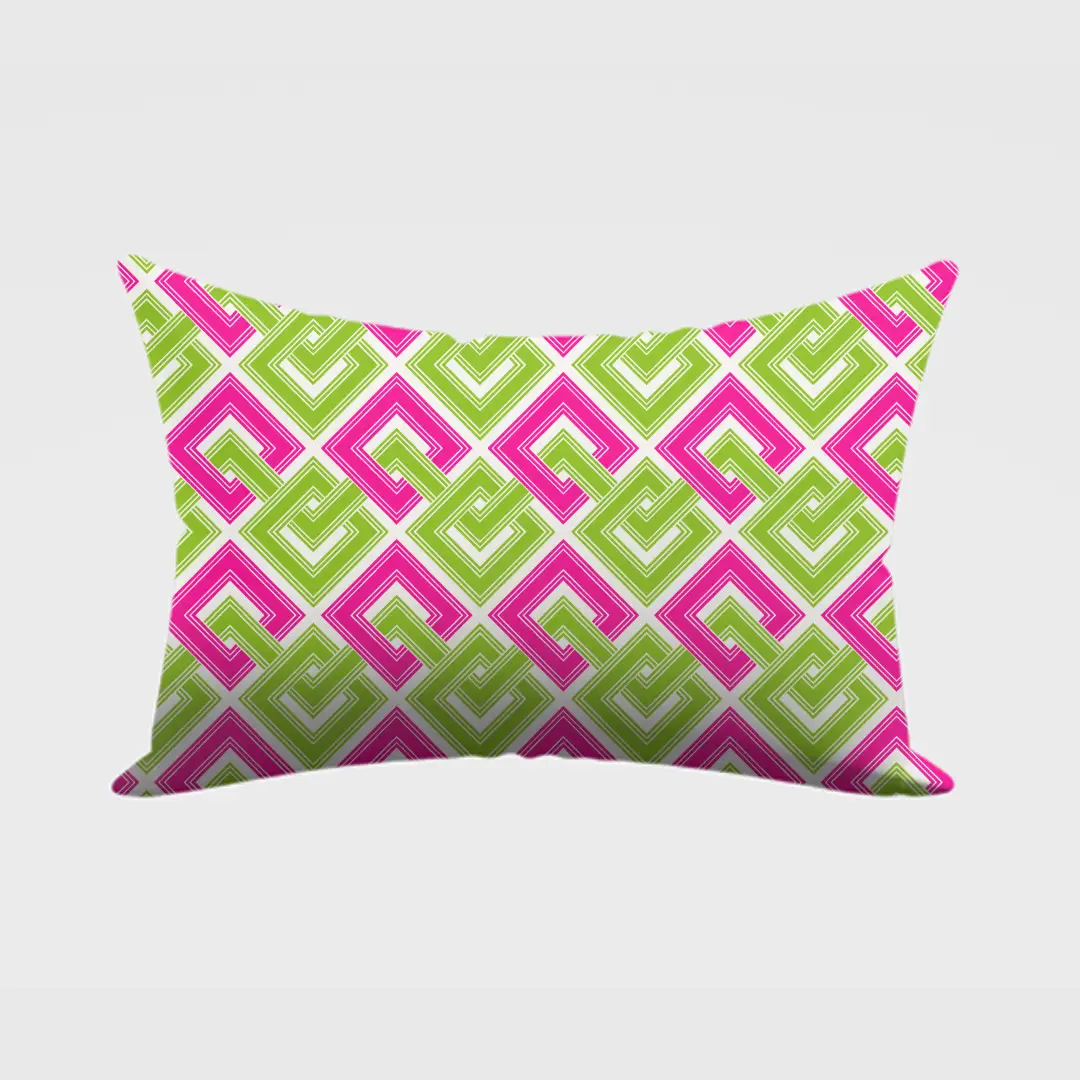 Green Pink Squares Pillow Cover