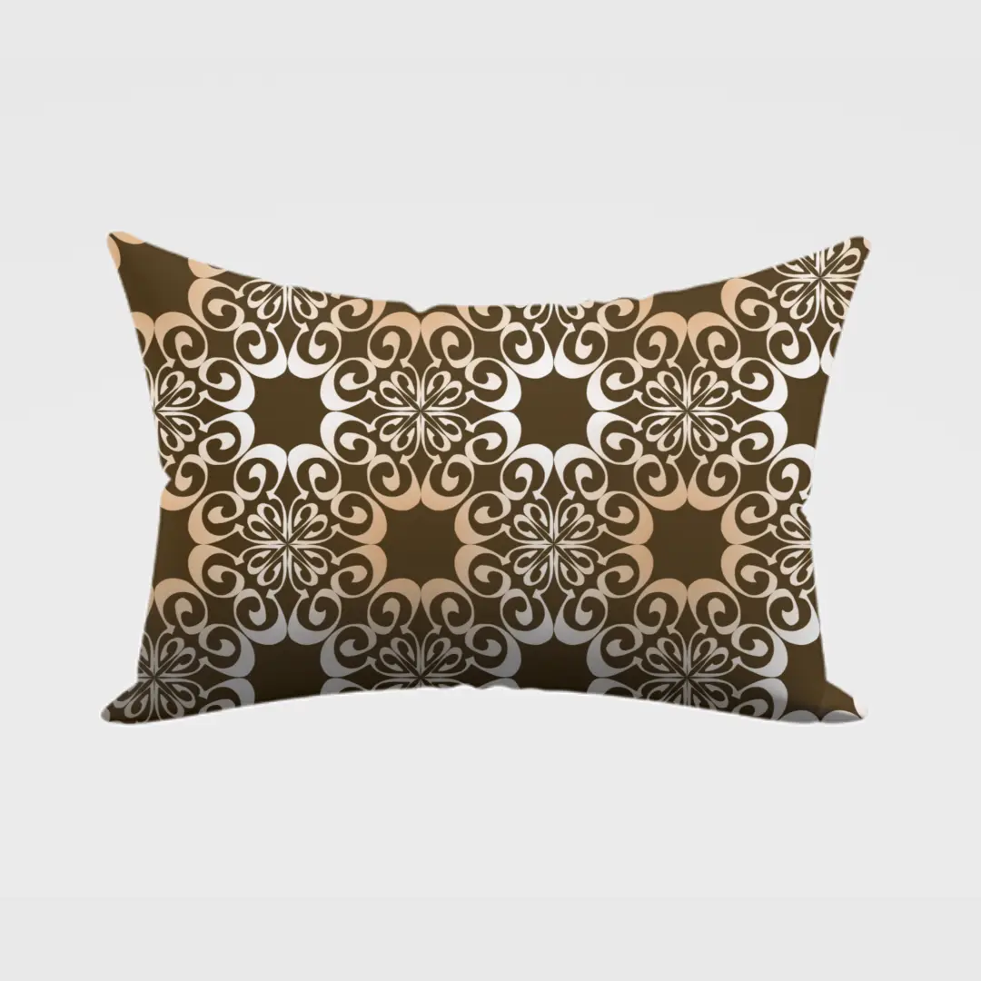 Coffee Color Floral Pillow Cover