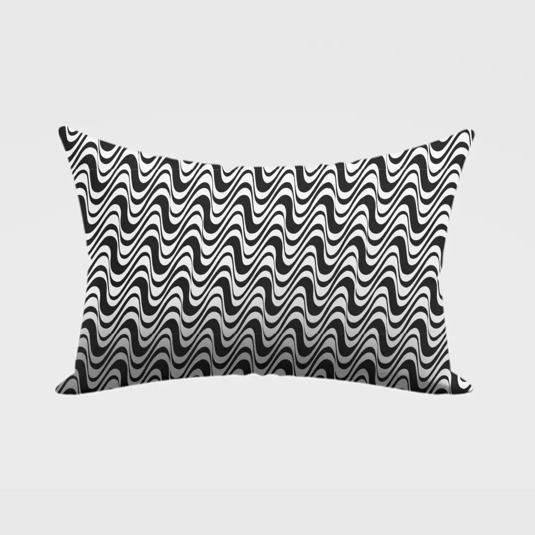 Wave Zig Zag Black White Pillow Cover