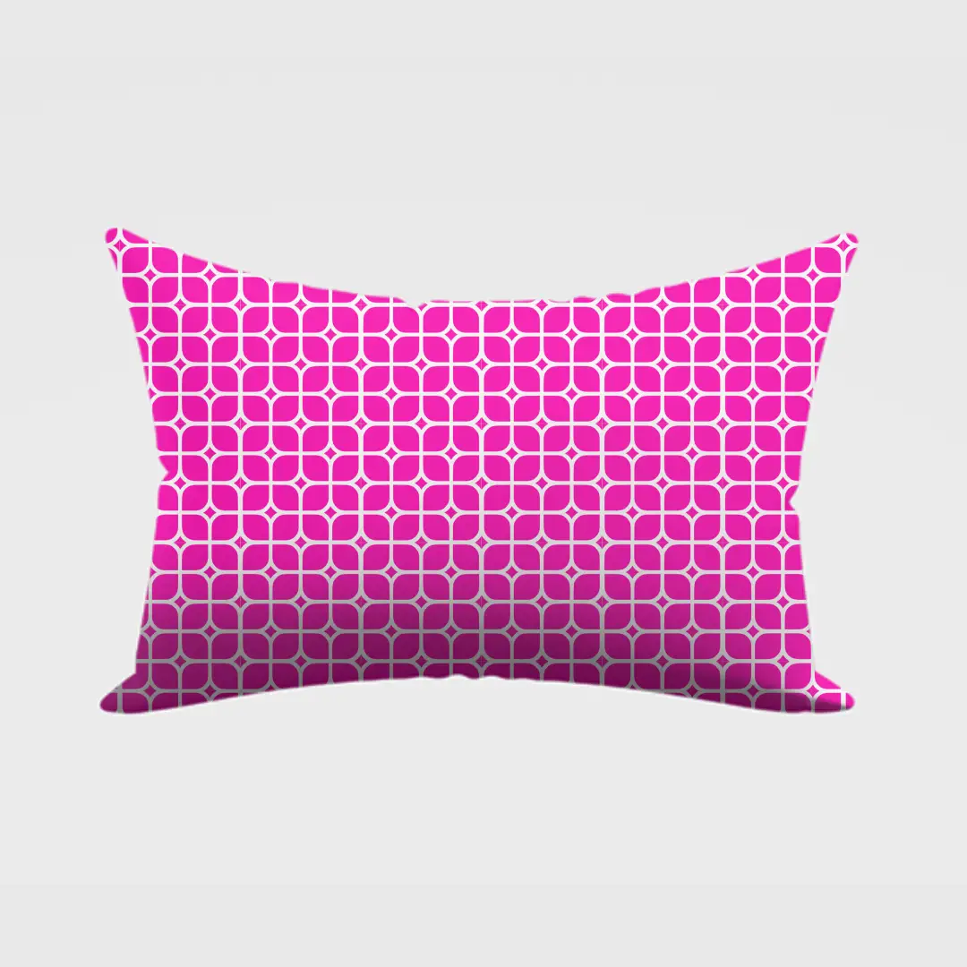Pink White Square Pillow Cover
