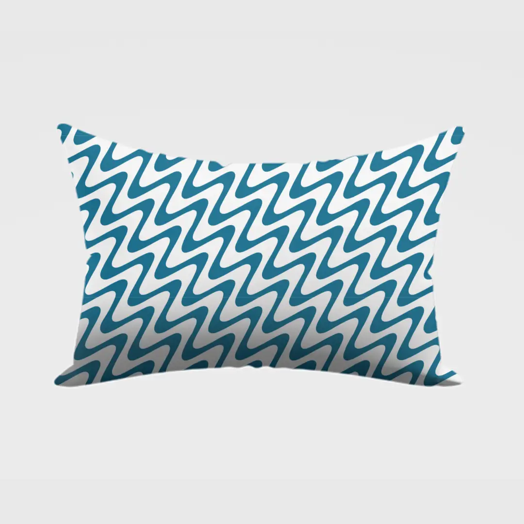 Zig Zag Print White Teal Color Pillow Cover