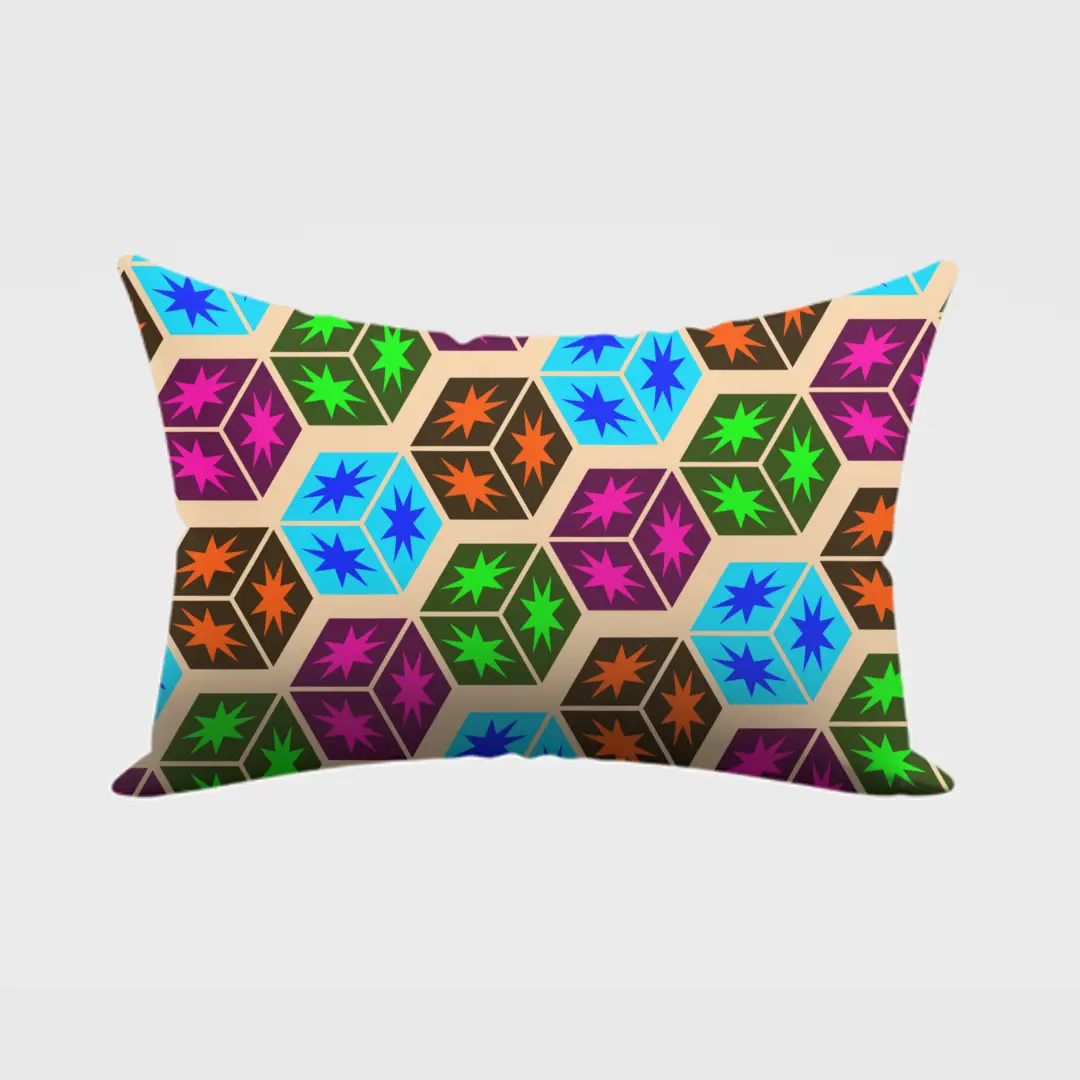 Colorful Squares Print Pillow Cover