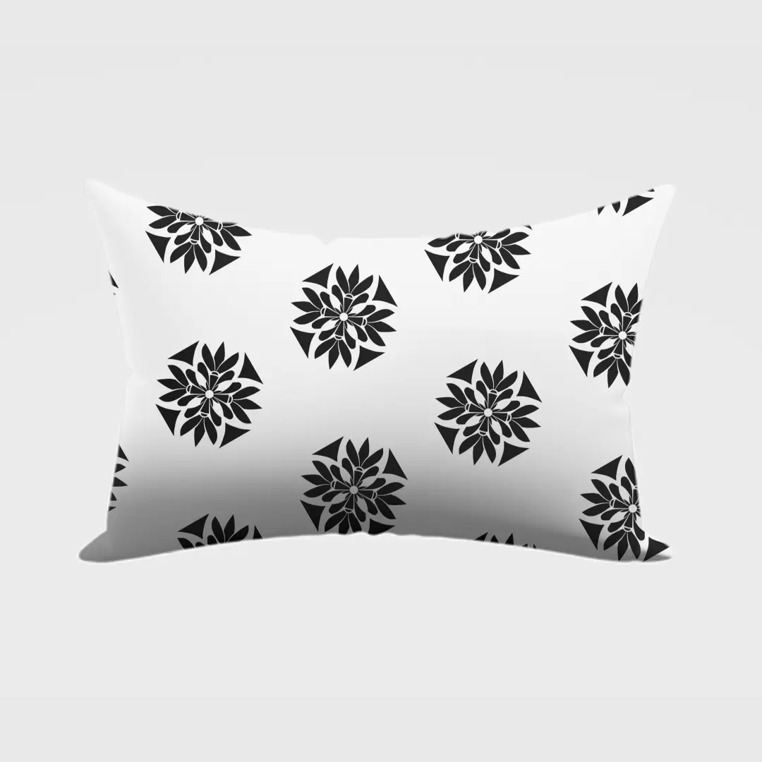 Simple White And Flowers Design Pillow Cover