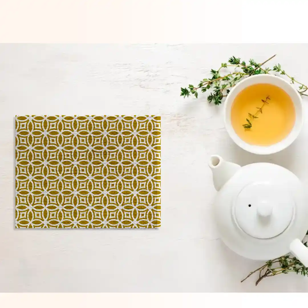 Golden White Table Placemats - Pack Of Four