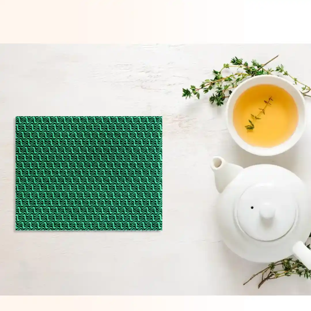 Wavy Greenish Exquisite Table Placemats - Pack Of Four