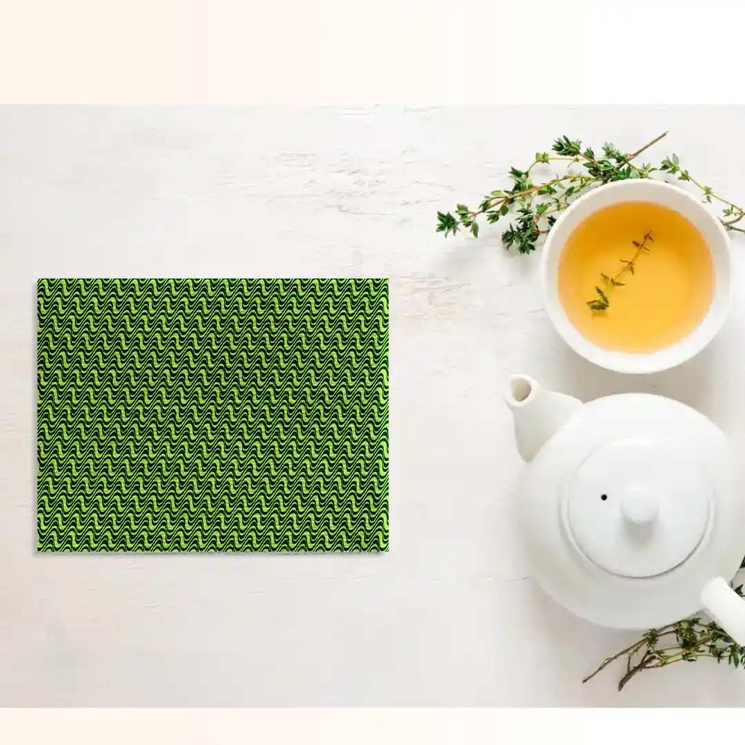 Zigzag Wavy Green Stylish Table Placemats - Pack Of Four