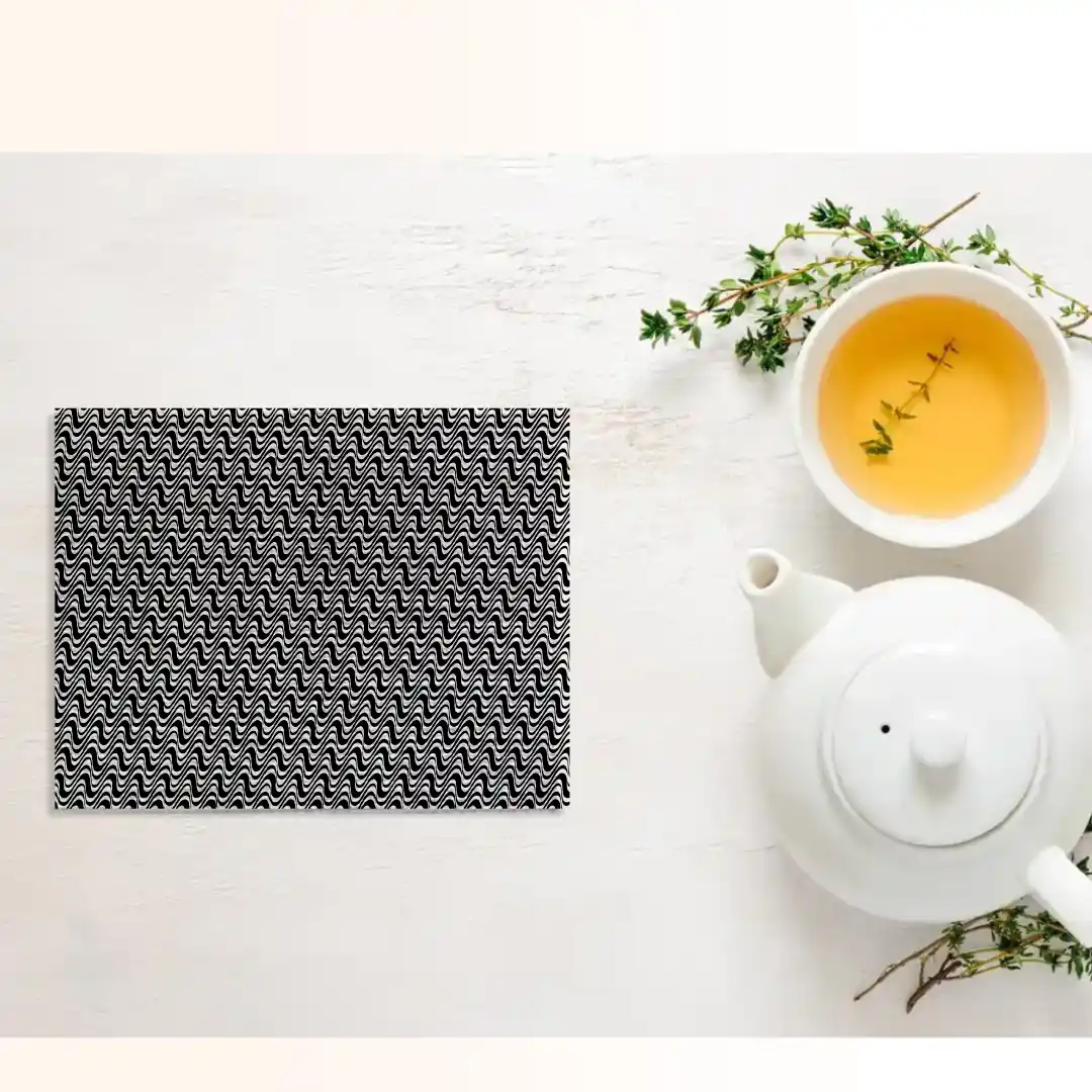 Wave Zig Zag Black White Dining Dining Table Placemats - Pack Of Four
