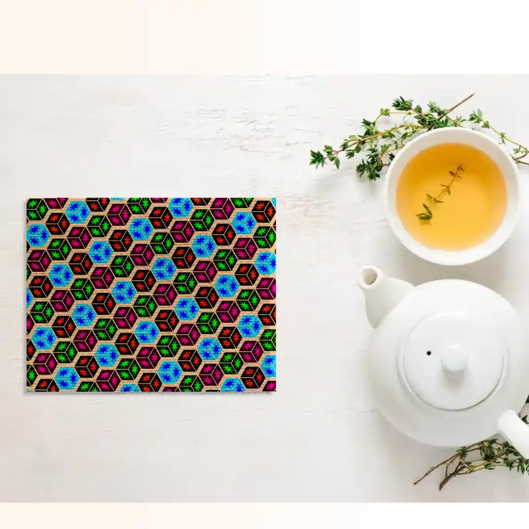 Stylish Squares Print Table Placemats - Pack Of Four
