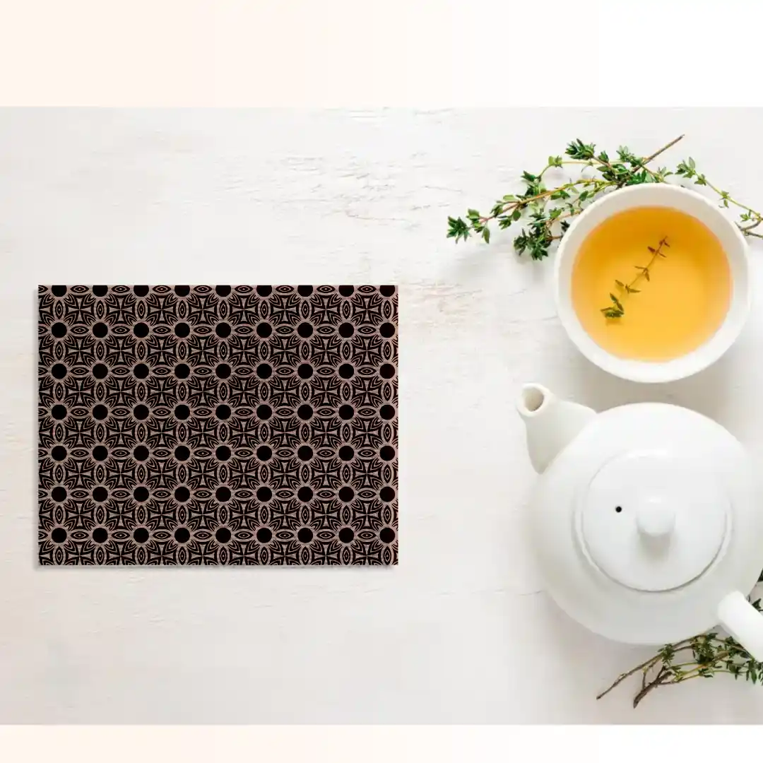 Coffee Color Floral Table Placemats - Pack Of Four