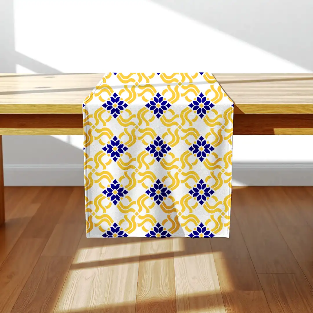 Luxurious Golden Pattern Print Design Table Runner